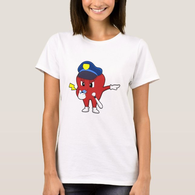 Apple as Police officer with Whistle & Baton T-Shirt (Front)