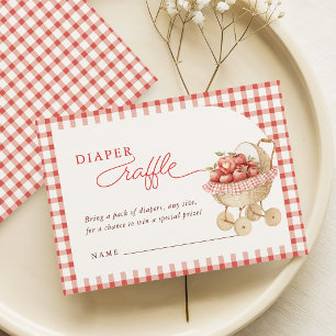 Apple Baby Shower Diaper Raffle Card