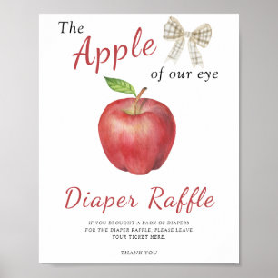 apple baby shower - diaper raffle poster