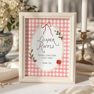 Apple Baby Shower Diaper Raffle Poster