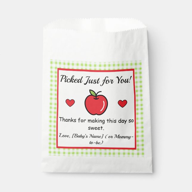 Apple Baby Shower Favour Bags (Front)