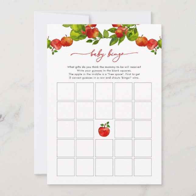 Apple Baby Shower Game Apple Baby Bingo Game (Front)