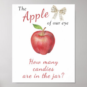 Apple baby shower - guess how many candies in jar poster