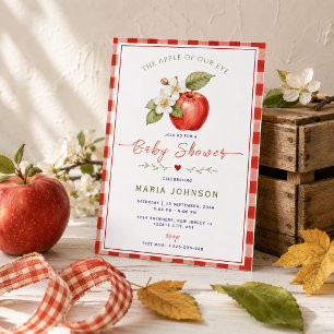 Apple Baby Shower Invitation Red Gingham