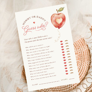Apple Baby Shower Mummy or Daddy Game Card