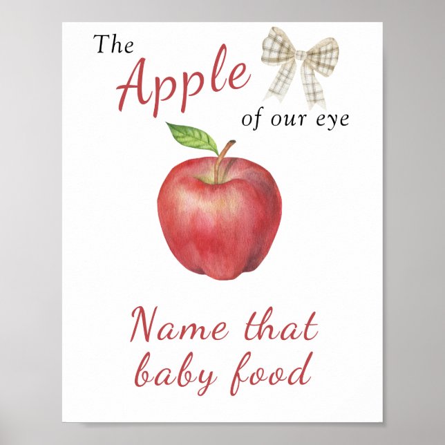 Apple baby shower - Name that baby food Poster (Front)