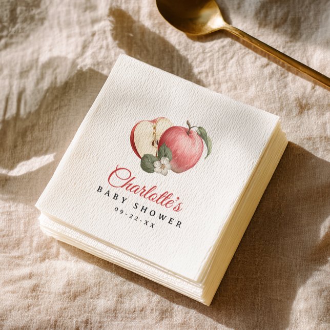 Apple Baby Shower Personalised Party Napkins (Apple Themed Baby Shower Napkins)