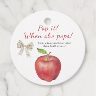 Apple baby shower - Pop it when she pops  Favour Tags