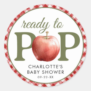Apple Baby Shower Ready to Pop Green Sticker