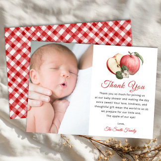Apple Baby Shower Thank You Card with Photo