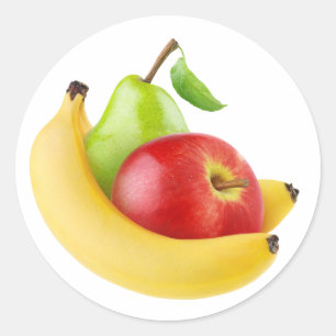 Apple, banana and pear classic round sticker