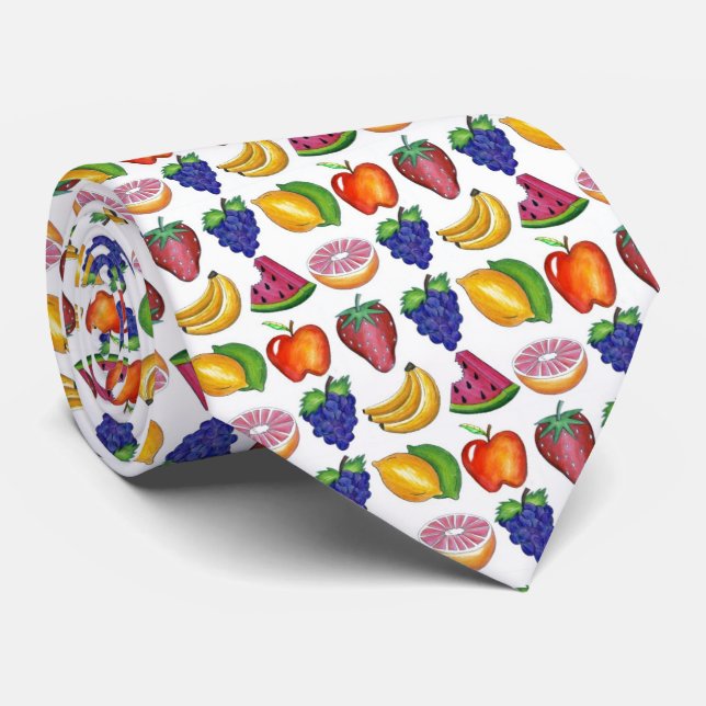 Apple Banana Lemon Lime Grapes Berry Fruit Salad Tie (Rolled)