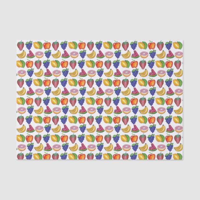 Apple Banana Lemon Lime Grapes Berry Fruit Salad Tissue Paper (Front)