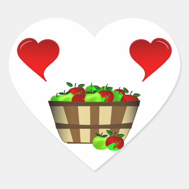Apple Basket Love Heart Sticker (Front)