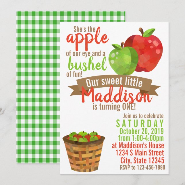 Apple Birthday Invitation (Front/Back)
