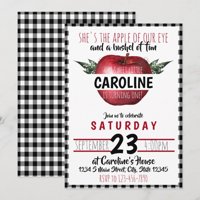 Apple Birthday Invitation (Front/Back)