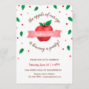 Apple Birthday Party Invitation "Apple of our eye"