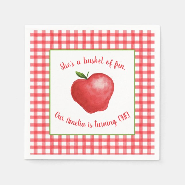 Apple Birthday Party Napkin - Customisable (Front)