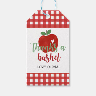 Apple Birthday Thanks a Bushel Favour Gift Tag