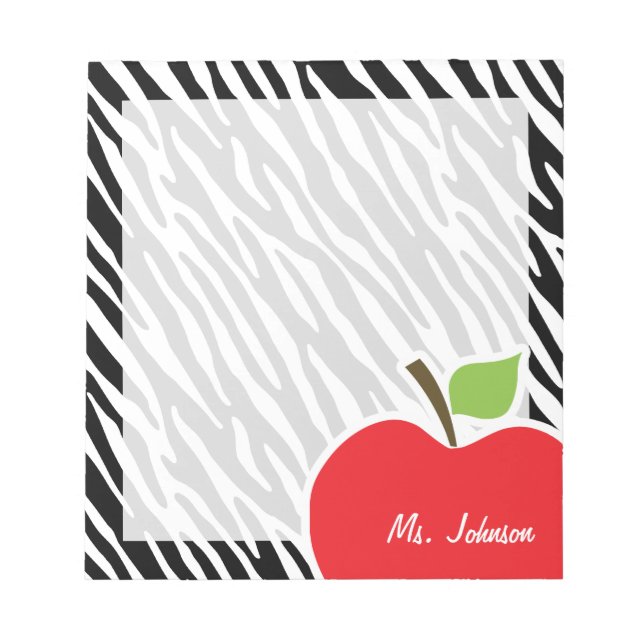 Apple; Black & White Zebra Stripes Notepad (Front)