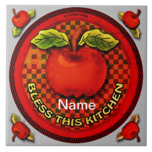 Apple Bless This Kitchen Tile (Front)