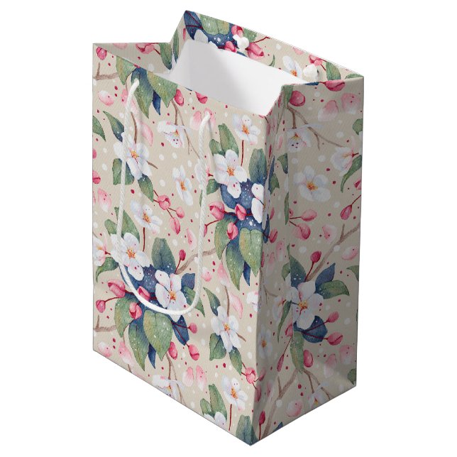 Apple Blossom (Albescent White) Medium Gift Bag (Front Angled)