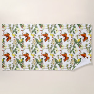 Apple blossom and Butterflies Heritage Images Beach Towel