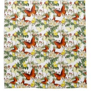 Apple blossom and Butterflies Heritage Images  Shower Curtain