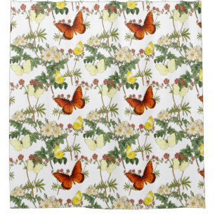 Apple blossom and Butterflies Heritage Images  Shower Curtain