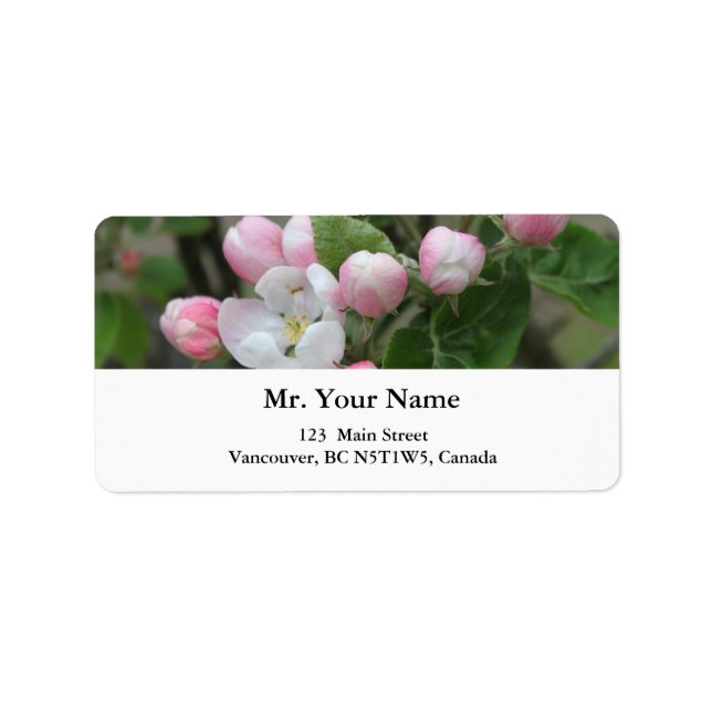 apple blossom and green leaves label (Front)