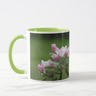 apple blossom and green leaves mug