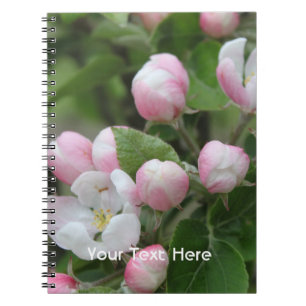 apple blossom and green leaves notebook