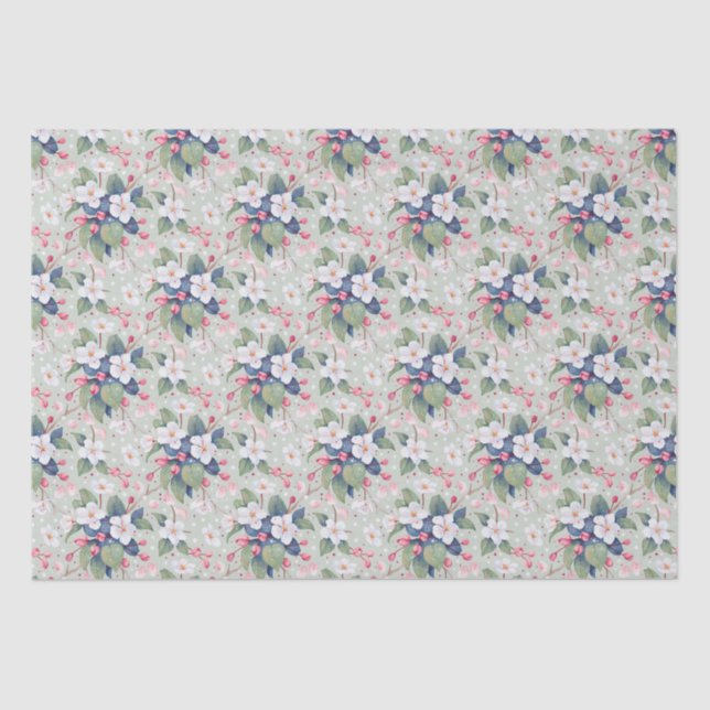 Apple Blossom (Aqua Haze) Tissue Paper (Front)