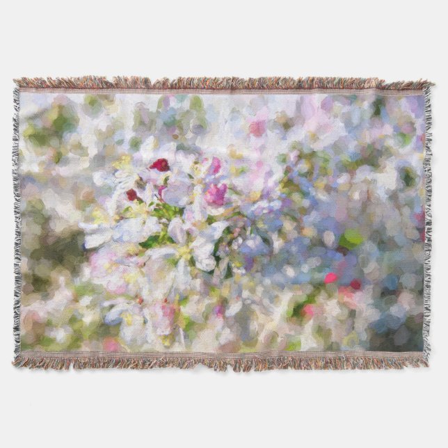 Apple Blossom Art Throw Blanket (Front)