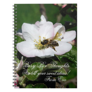Apple Blossom & Bee Macro Photo   Personalised Nam Notebook