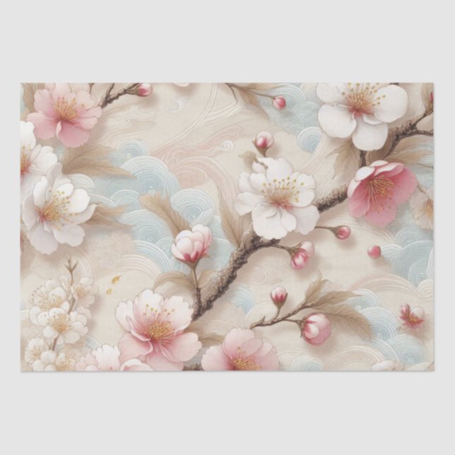 Apple Blossom Branches Tissue Paper (Front)