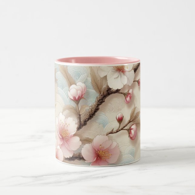 Apple Blossom Branches Two-Tone Coffee Mug (Center)