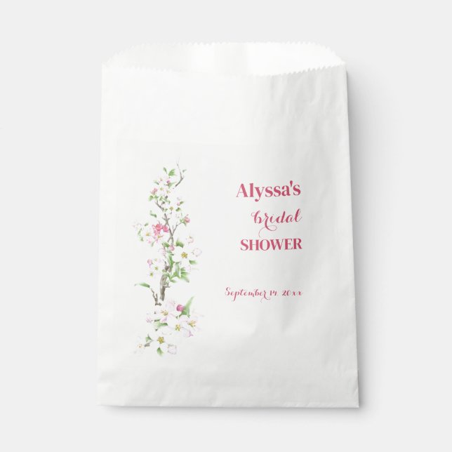 Apple Blossom Bridal Shower Personalised Favour Bags (Front)