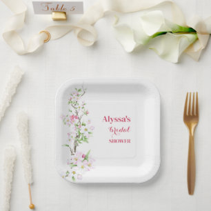 Apple Blossom Bridal Shower Personalised Paper Plate
