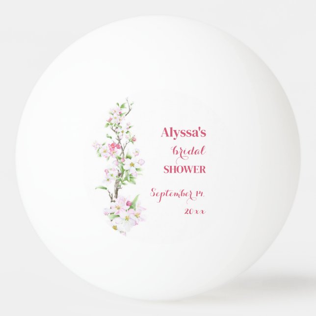 Apple Blossom Bridal Shower Personalised Ping Pong Ball (Front)