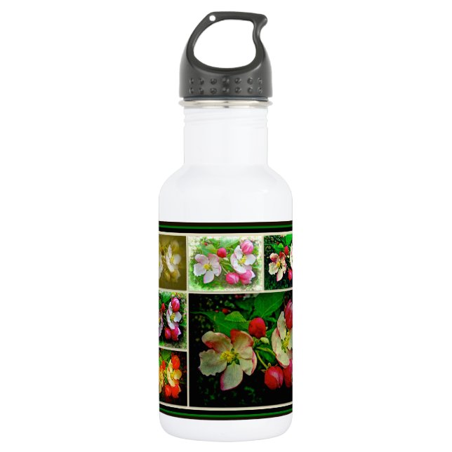 Apple Blossom Collage - Enhanced Digital Photo 532 Ml Water Bottle (Front)