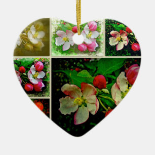Apple Blossom Collage - Enhanced Digital Photo Ceramic Tree Decoration