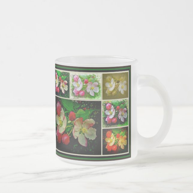 Apple Blossom Collage - Enhanced Digital Photo Frosted Glass Coffee Mug (Right)
