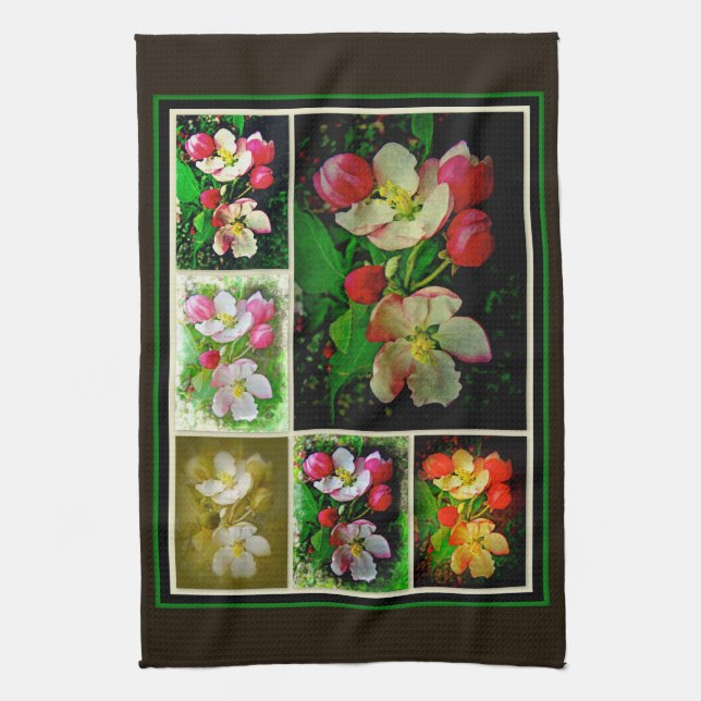 Apple Blossom Collage - Enhanced Digital Photo Tea Towel (Vertical)