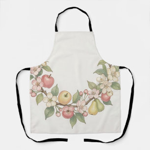Apple Blossom Fruit Wreath Botanical  Apron