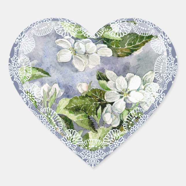 Apple blossom heart sticker (Front)