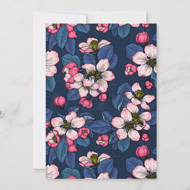 Apple blossom on a dark blue (Front)
