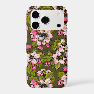 Apple blossom on dark green