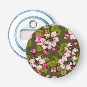 Apple blossom on dark green bottle opener