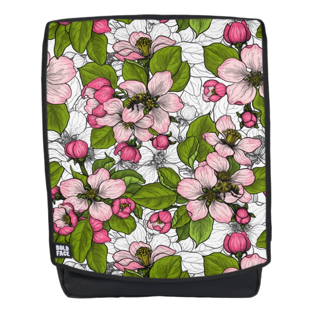 Apple blossom on white backpack (Front)